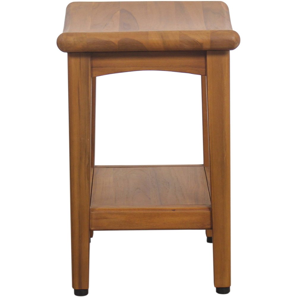 18" X 18" Taupe Teak Rectangular Shower Bench With Shelf