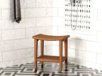 18" X 18" Taupe Teak Rectangular Shower Bench With Shelf