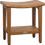 18" X 18" Taupe Teak Rectangular Shower Bench With Shelf