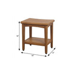 18" X 18" Taupe Teak Rectangular Shower Bench With Shelf