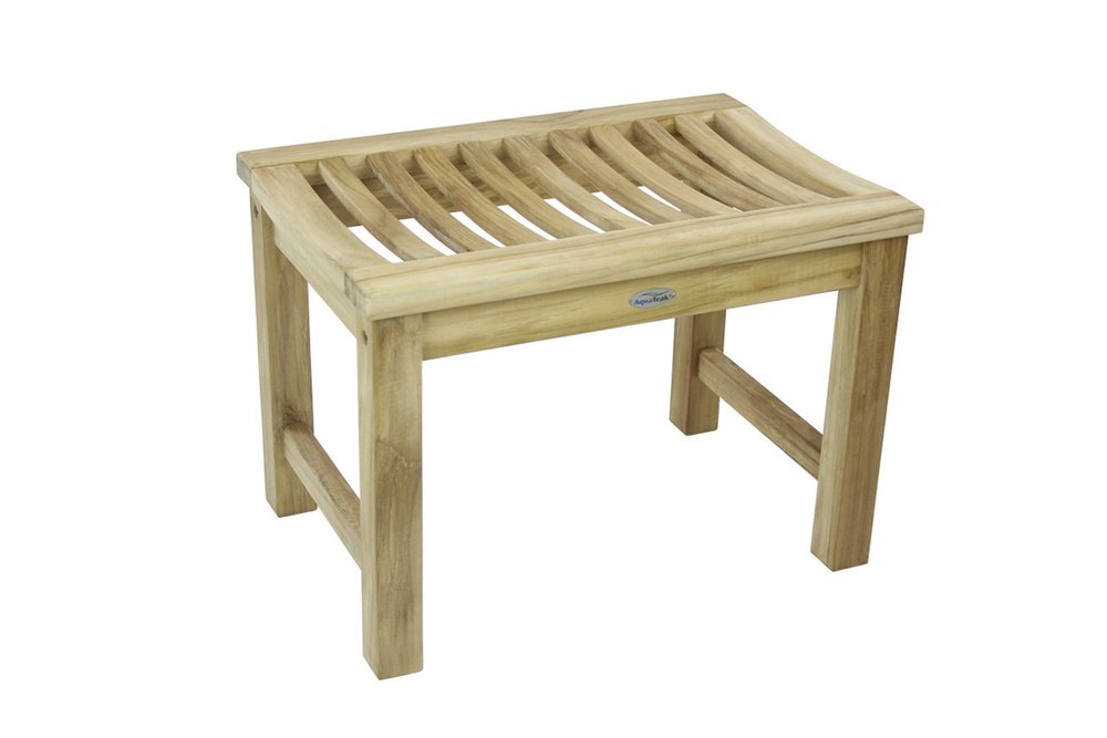 17" X 24" Brown Teak Rectangular Shower Bench