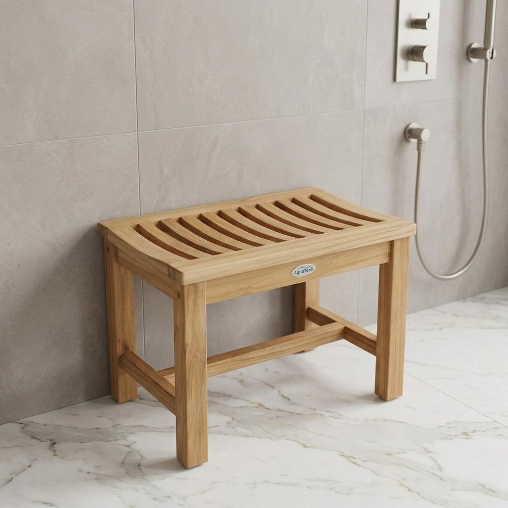 17" X 24" Brown Teak Rectangular Shower Bench