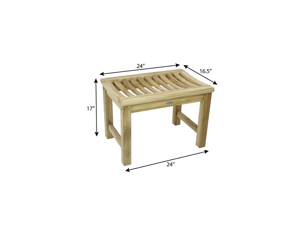17" X 24" Brown Teak Rectangular Shower Bench