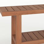 18" X 60" Brown Teak Rectangular Shower Bench With Shelf