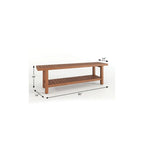 18" X 60" Brown Teak Rectangular Shower Bench With Shelf