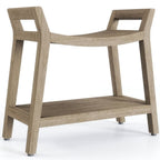 18" X 24" Light Taupe Teak Rectangular Shower Bench With Shelf