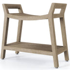 18" X 24" Light Taupe Teak Rectangular Shower Bench With Shelf