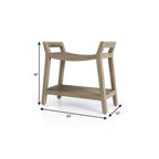 18" X 24" Light Taupe Teak Rectangular Shower Bench With Shelf