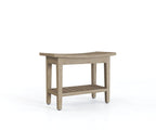 18" X 24" Brown Teak Rectangular Shower Bench With Shelf