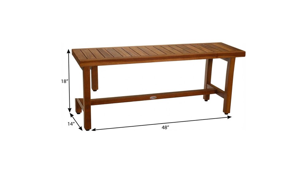 18" X 48" Brown Teak Rectangular Shower Bench