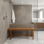 18" X 48" Brown Teak Rectangular Shower Bench