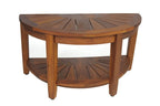 18" X 32" Brown Teak Rectangular Shower Bench With Shelf