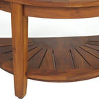 18" X 32" Brown Teak Rectangular Shower Bench With Shelf