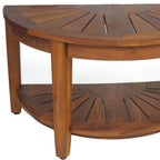 18" X 32" Brown Teak Rectangular Shower Bench With Shelf