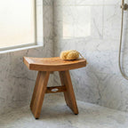 18" X 18" Brown Teak Rectangular Shower Bench