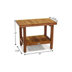 18" X 24" Brown Teak Rectangular Shower Bench With Shelf