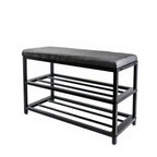 Black Six Pair MetalShoe Storage Bench