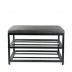 Black Six Pair MetalShoe Storage Bench