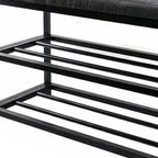 Black Six Pair MetalShoe Storage Bench