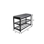 Black Six Pair MetalShoe Storage Bench