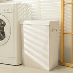 9" Off White Wicker Single Door Linen Cabinet