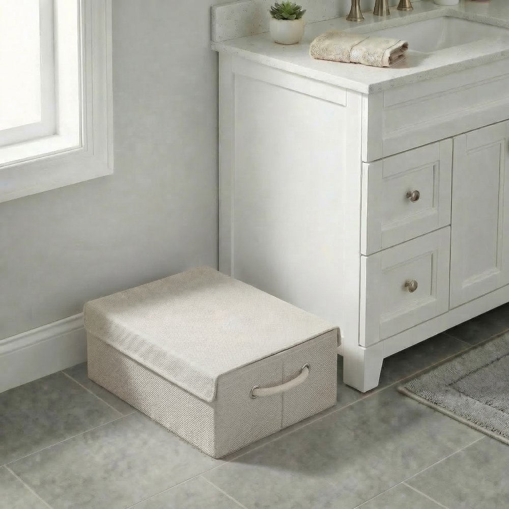 10" Off White Wicker Single Door Linen Cabinet