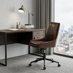 Dark Brown and Black Adjustable Height Swivel Rolling Office Chair