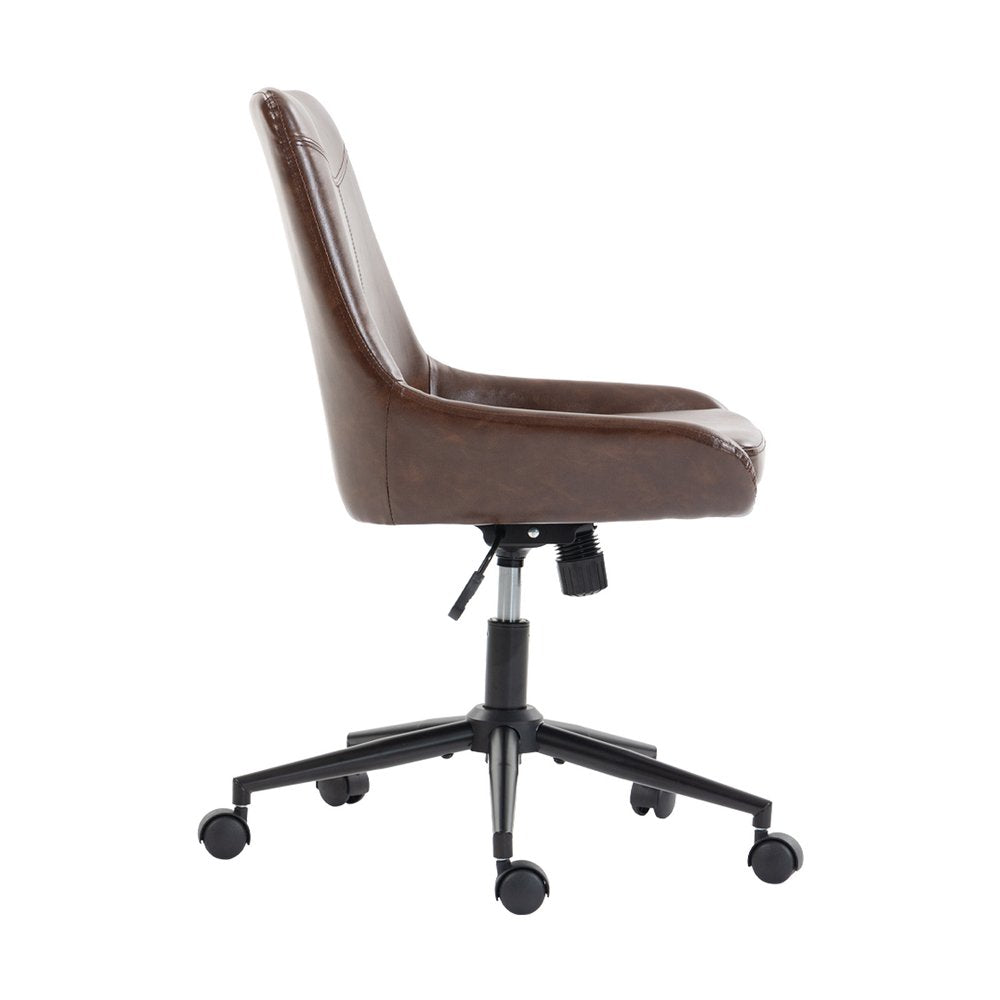Dark Brown and Black Adjustable Height Swivel Rolling Office Chair
