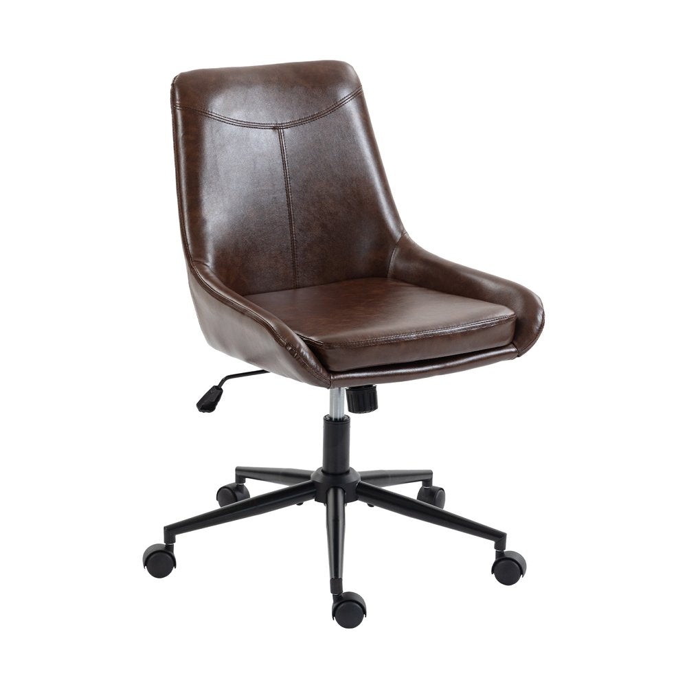 Dark Brown and Black Adjustable Height Swivel Rolling Office Chair