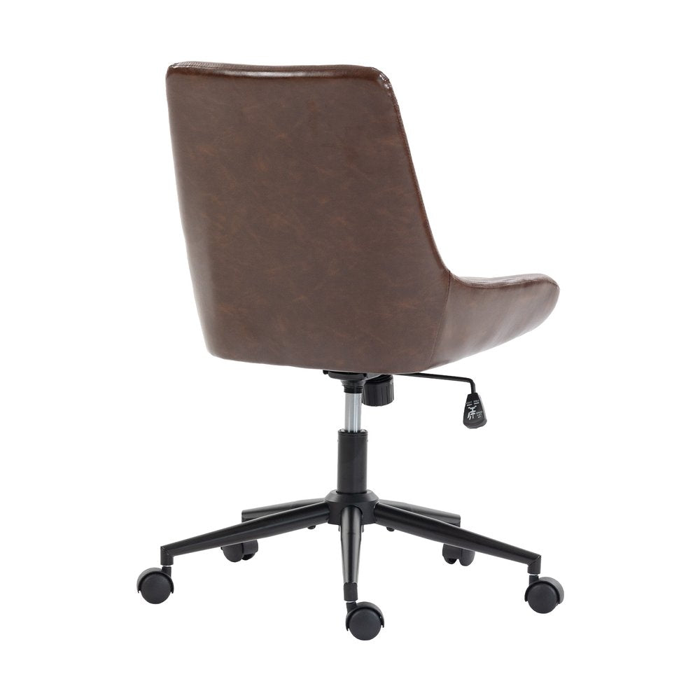 Dark Brown and Black Adjustable Height Swivel Rolling Office Chair