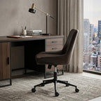 Dark Brown and Black Adjustable Height Swivel Rolling Office Chair