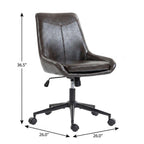 Dark Brown and Black Adjustable Height Swivel Rolling Office Chair
