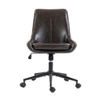Dark Brown and Black Adjustable Height Swivel Rolling Office Chair