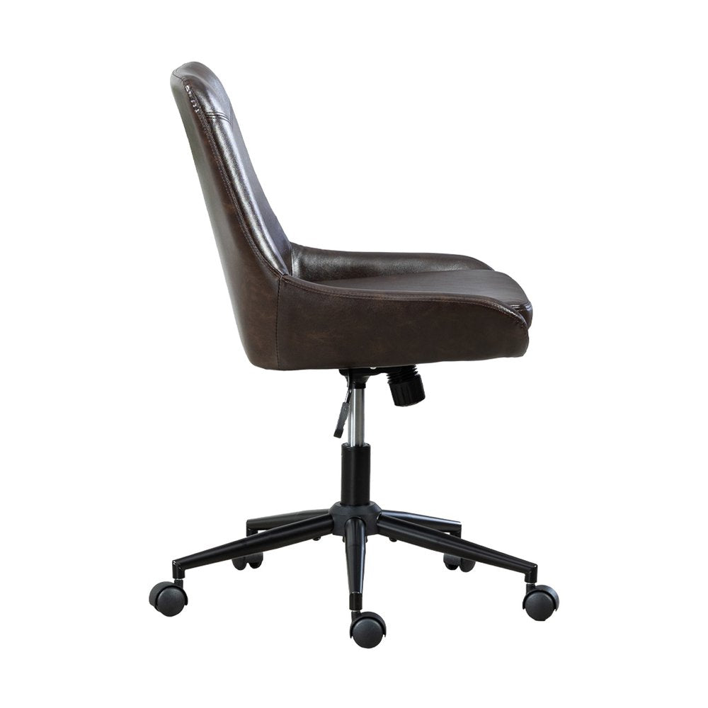 Dark Brown and Black Adjustable Height Swivel Rolling Office Chair