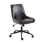 Dark Brown and Black Adjustable Height Swivel Rolling Office Chair