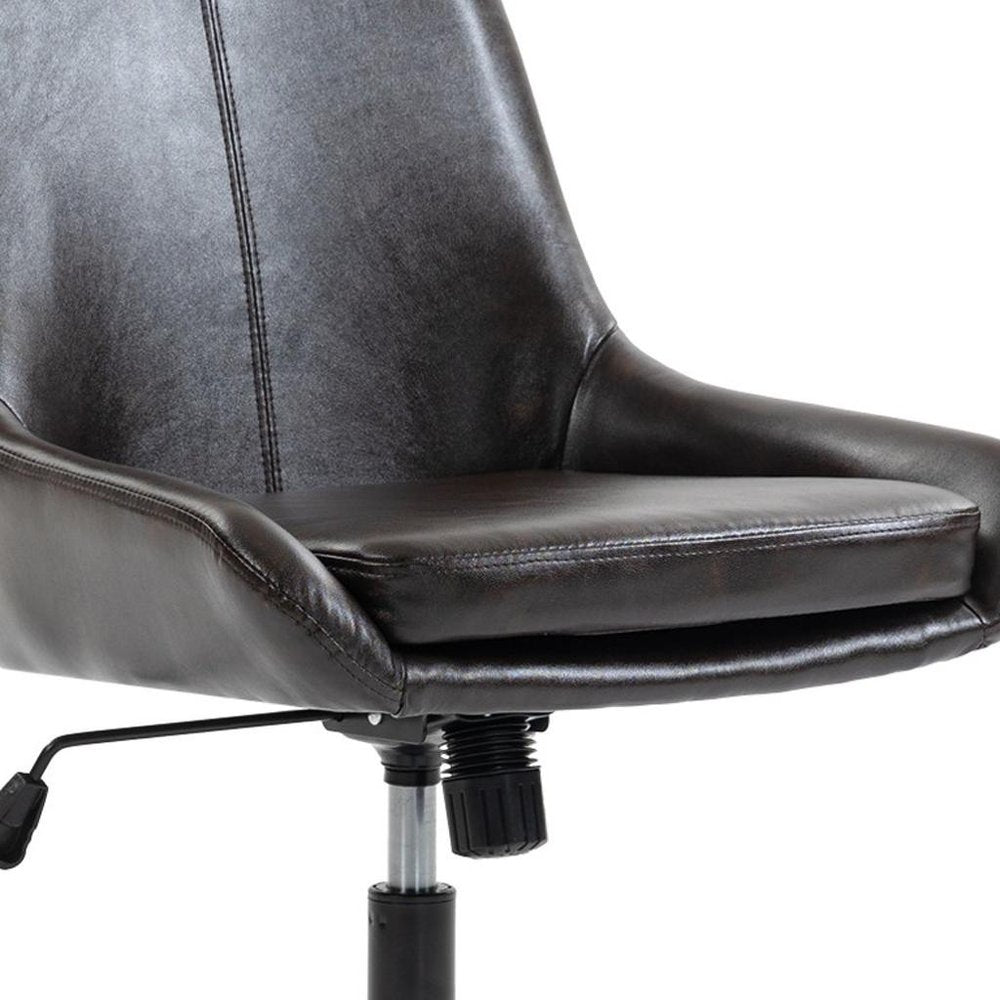 Dark Brown and Black Adjustable Height Swivel Rolling Office Chair