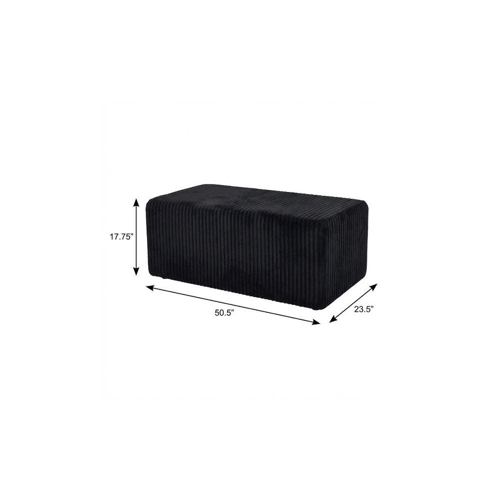 51" Black Corduroy Ottoman