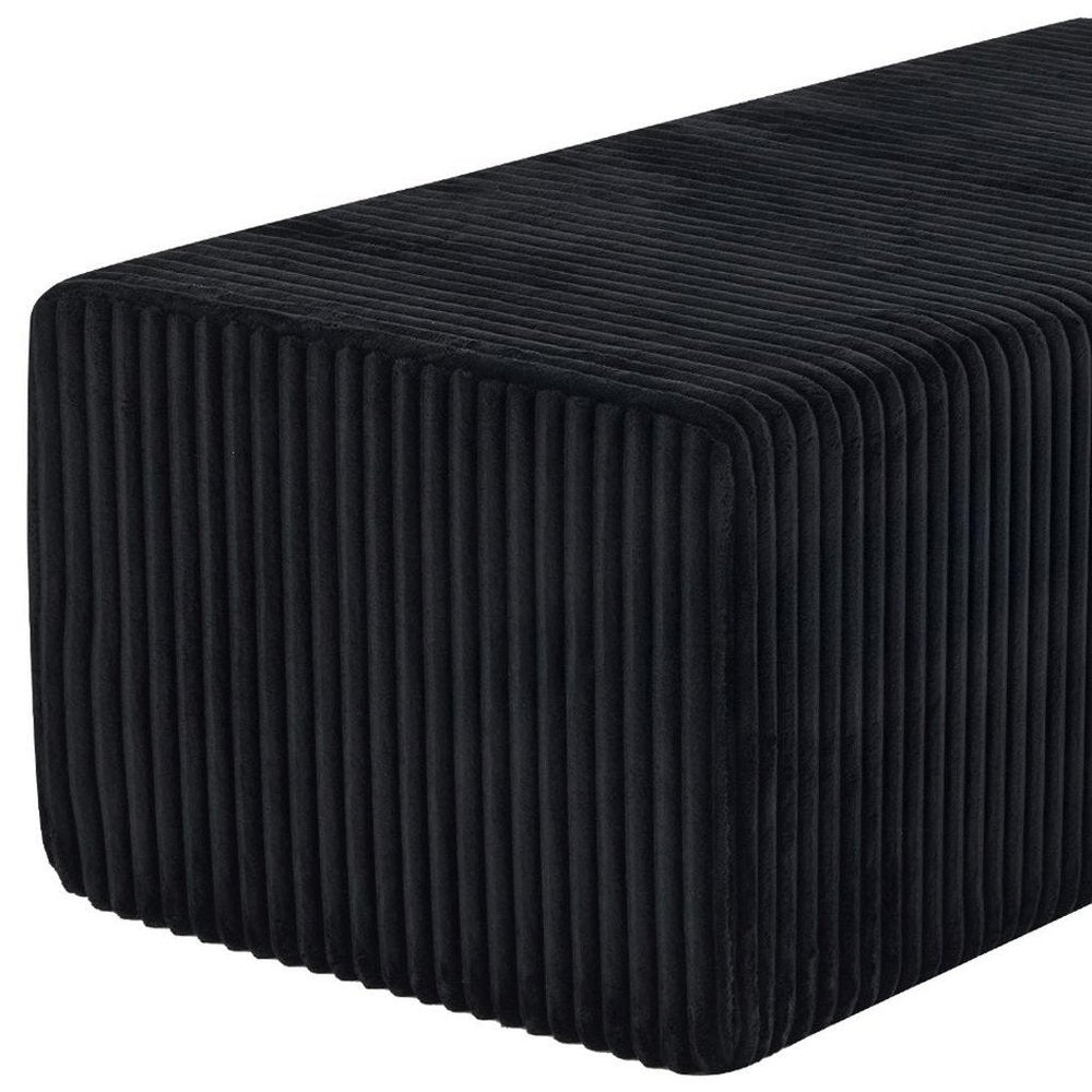 51" Black Corduroy Ottoman
