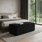 51" Black Corduroy Ottoman