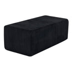 51" Black Corduroy Ottoman