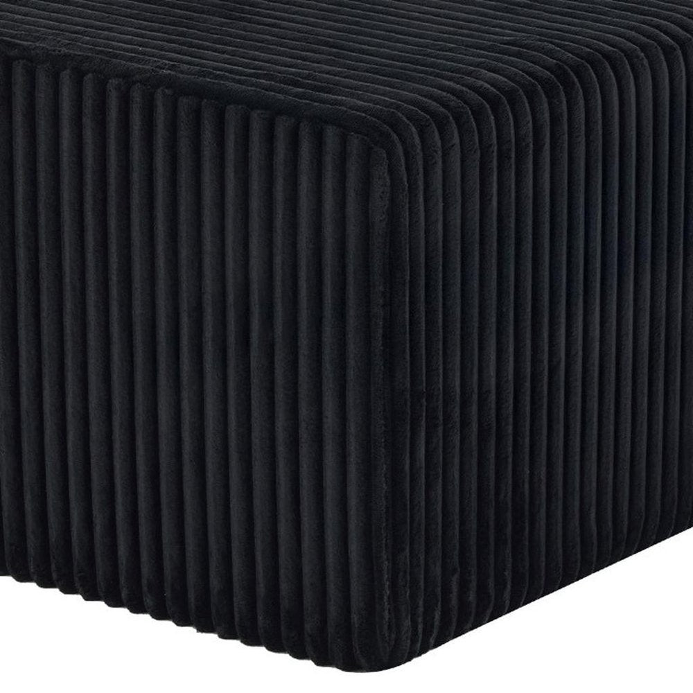 51" Black Corduroy Ottoman