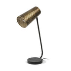 22" Black Metal Pierced Novelty Table Lamp With Cylinder Shade