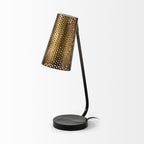22" Black Metal Pierced Novelty Table Lamp With Cylinder Shade