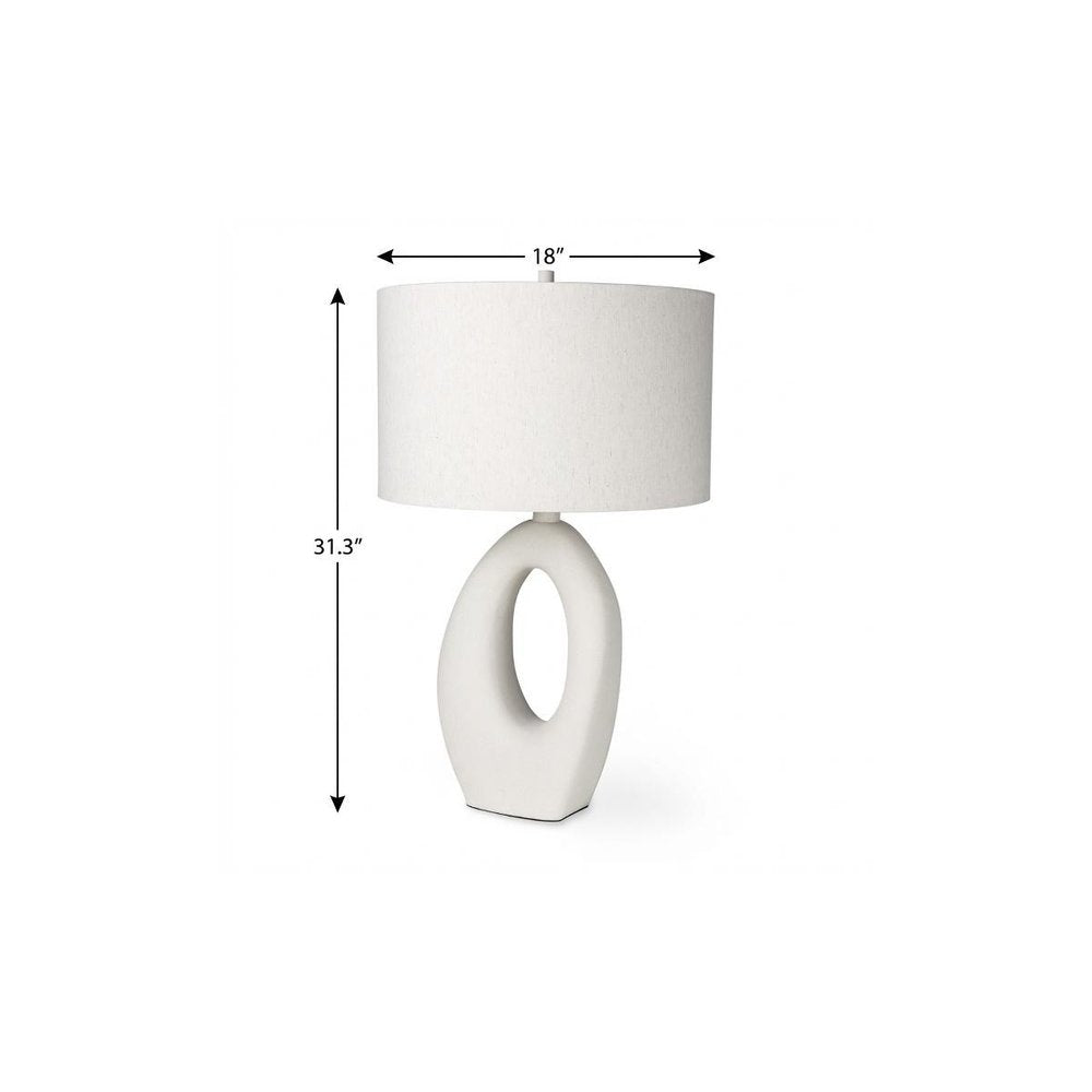 31" White Novelty Table Lamp With Drum Shade