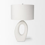 31" White Novelty Table Lamp With Drum Shade