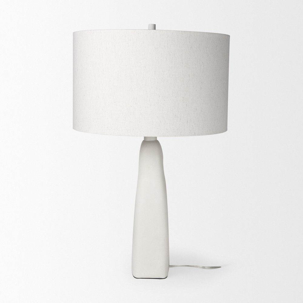 31" White Novelty Table Lamp With Drum Shade