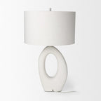 31" White Novelty Table Lamp With Drum Shade