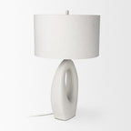 31" White Novelty Table Lamp With Drum Shade