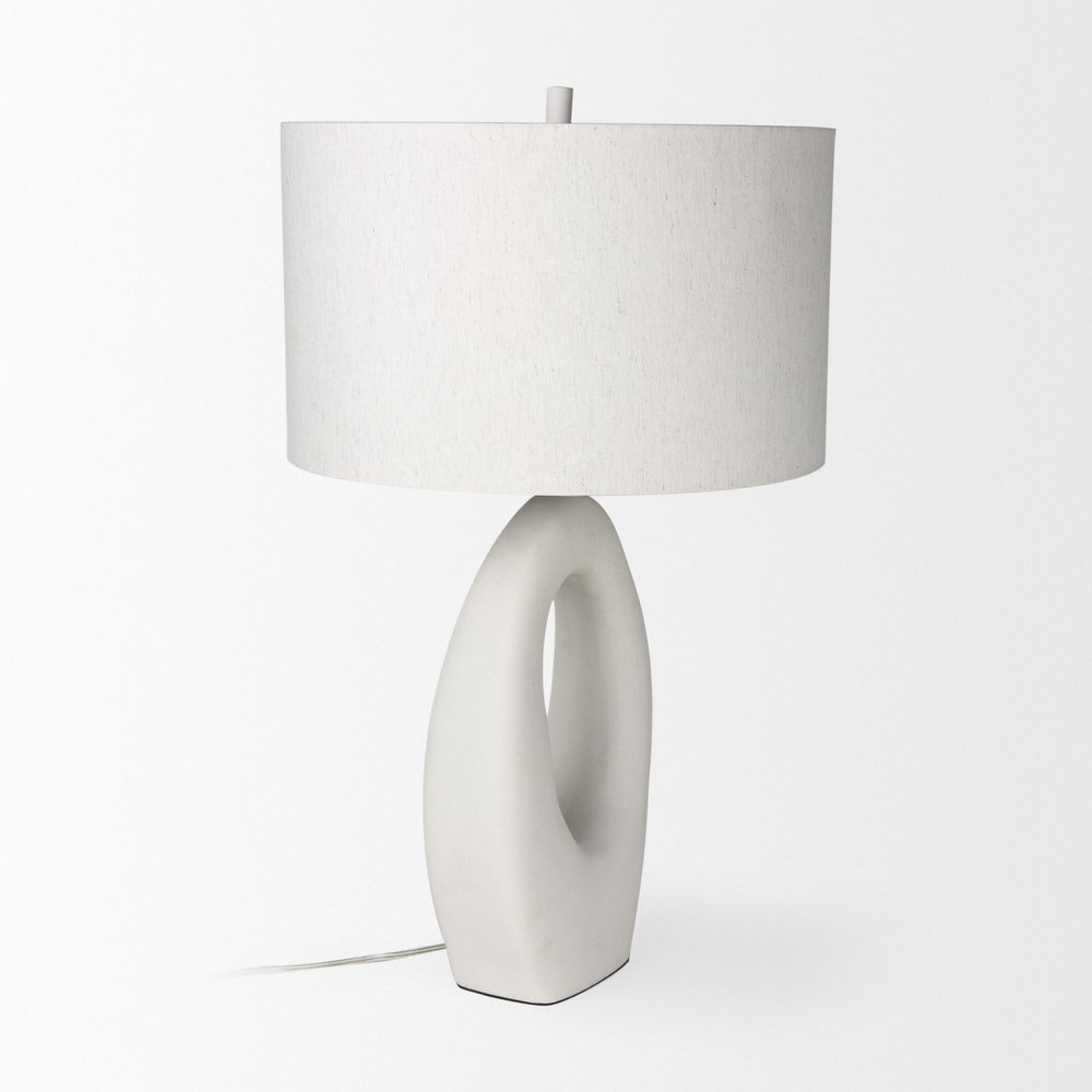 31" White Novelty Table Lamp With Drum Shade
