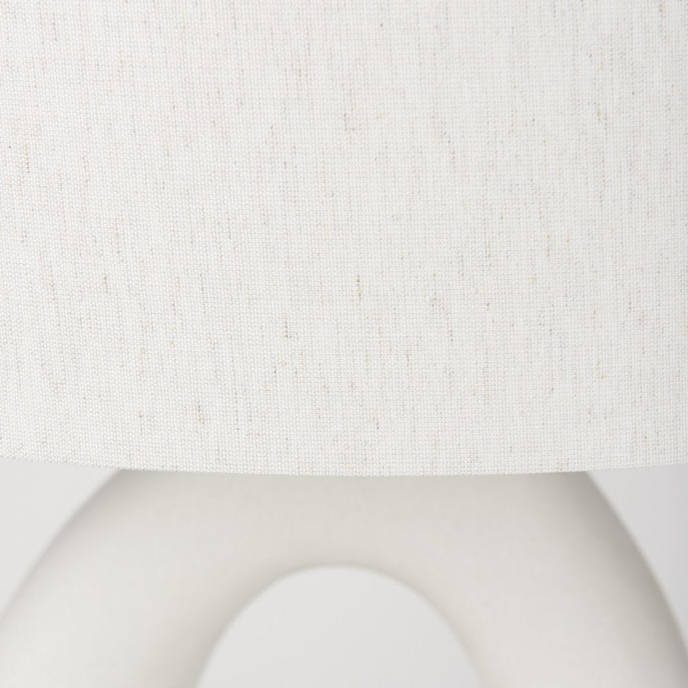 31" White Novelty Table Lamp With Drum Shade